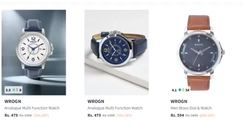 Image of wrogn men analog watch Minimum 75% Discount 