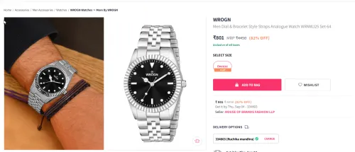 Image of WROGN Men Dial & Bracelet Style Straps Analogue Watch 