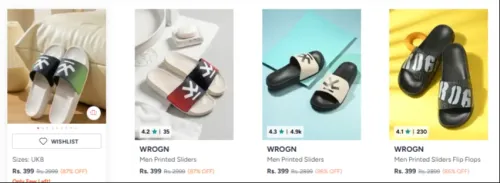 Image of WROGN Men Printed Sliders Starting Price ₹399