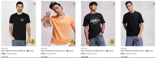 Image of Wrogn Men's T-shirts Starting at ₹249