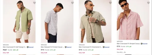 Image of Wrogn Men's Casual Shirts at minimum 60% Discount