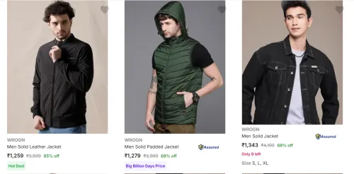 Image of Wrogn Men's Jackets upto 68% Discount