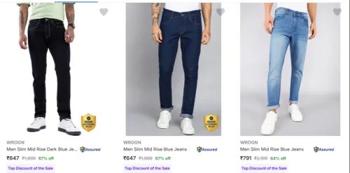 Image of Wrogn Mens Jeans Minimum 64% Discount