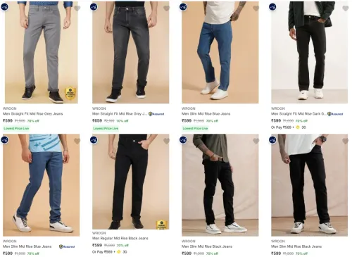 Image of WROGN Men's Jeans minimum 70% Discount