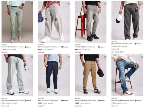 Image of Wrogn Men's Jeans @ Up to 86% Discount