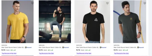 Image of WROGN Men's T Shirts at minimum 60% Discount