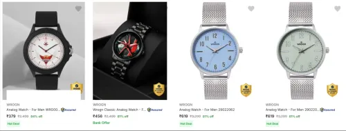 Image of Wrogn Men's Wrist Watches at minimum 80% Discount