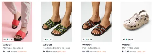 Image of Wrogn Sliders Up to 80% Discount