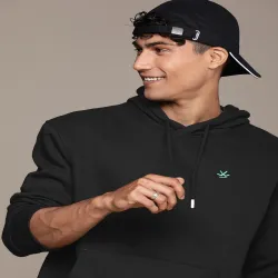 WROGN Solid Hooded Pullover Sweatshirt