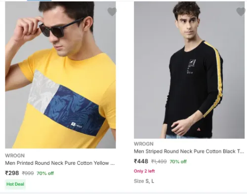Image of WROGN Tshirt For Men Minimum 70% Discount