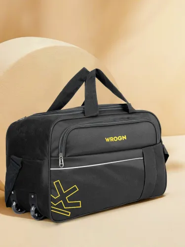 Image of WROGN 70 L Strolley Duffel Bag - WRN 24 INCH WHEEL DUFFLE Traveling Travel Waterproof - Black - Large Capacity