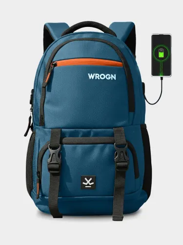 Image of WROGN Large 40 L Laptop Backpack with Port and Rain Cover (Blue)