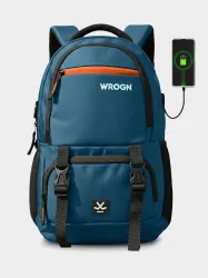 WROGN Large 40 L Laptop Backpack with Port and Rain Cover (Blue)