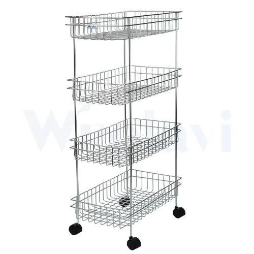 Image of WROLAVI Fruit and Vegetable Stand Basket Trolley (4 Shelf)