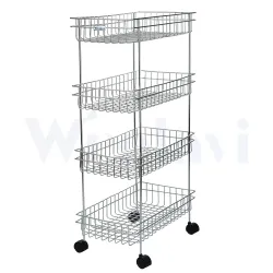 WROLAVI Fruit and Vegetable Stand Basket Trolley (4 Shelf)