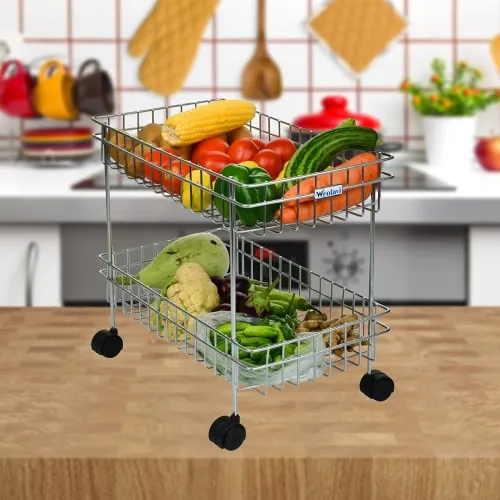 Image of WROLAVI Stainless Steel Basket with Wheels