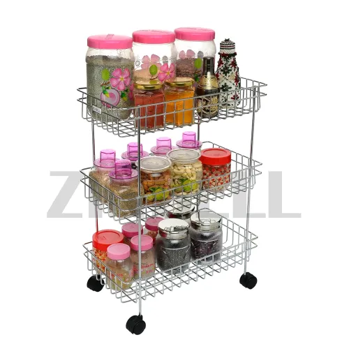Image of WROLAVI Zinbell Rust Free Stainless Steel Basket Triple Tire Trolley