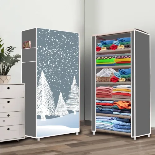 Image of WRT 6-Shelf Felling Snow PVC Collapsible Wardrobe (DIY)
