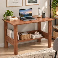 Wudyhub Computer Home/Office Desk | Writing Study | Laptop Table | Modern Simple Desk | Small Desks for Small Spaces | Sturdy Desk for Home, Office, Bedroom, Living Room (ST-09-Brown)