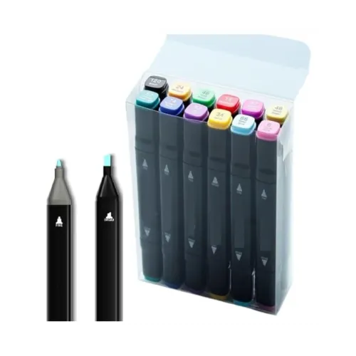 Image of Wynhard Alcohol Markers Sketch Pen Set 12 Color Dual Tip Brush Pens Markers for Drawing Dual Tip Art Markers Set Chisel 