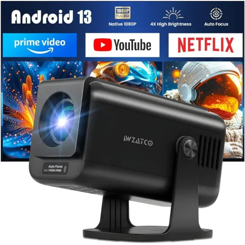Image of WZATCO Yuva Go Pro Fully Automatic Native 1080P Android 13.0 Smart Projector, Auto Focus, 
