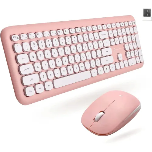 Image of X9 Wireless Keyboard Mouse Combo Pink 2.4GHz 110-Key