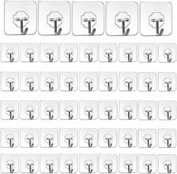 XBEY Adhesive Plastic Wall Hooks 50-Pack