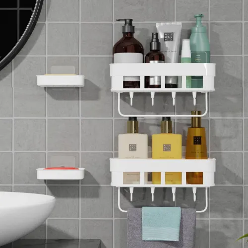 Image of Xbey Plastic Bathroom Hanging Shelf Storage Rack