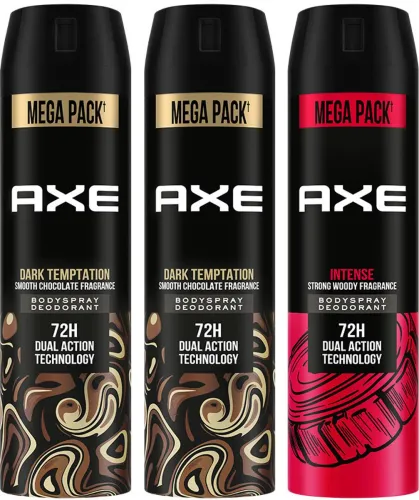 Image of XE Dark Temptation & Intense Deodorant Spray for Men (Pack of 3, 645ml)