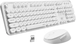 xech Keyboard & Mouse Combo Set for Windows 2.4G Plug n Play Retro Style Round X-204 Wireless Standard Desktop Keyboard