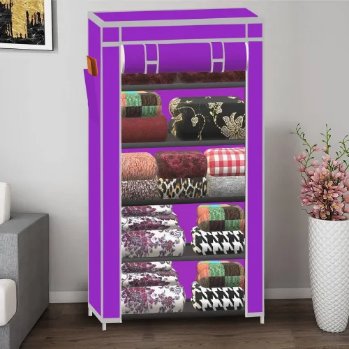 Image of XENABO Purple 5-Shelf Collapsible Wardrobe (DIY)