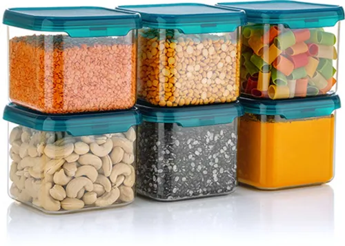 Image of XENUS Plastic Grocery Container - 500 ml (Pack of 6, Clear)