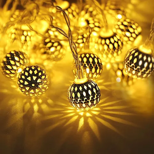 Image of XERGY Plastic Moroccan Ball Led String Fairy Lights Outdoor 