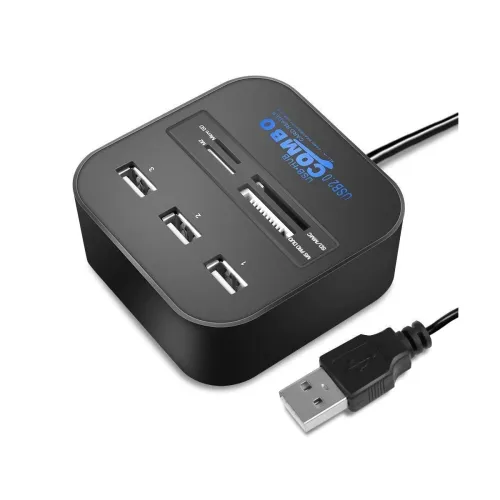Image of XIKKART 3-Port USB Hub with All-in-One Card Reader