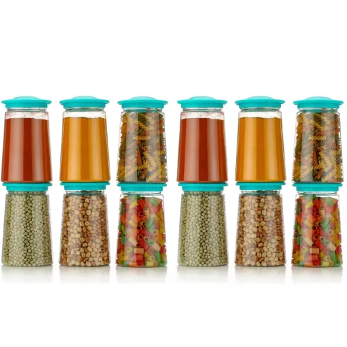 Image of Xiran Kitchen Storage Container Jars 1200ml Green Set of 12