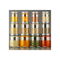XMART INDIA 12-Piece Airtight Storage Container Set with 12 Free Spoons Unbreakable Plastic 1200Ml, 650Ml & 350Ml Storage Organiser Containers, Kitchen Accessories Items for Home Pack of 12,...