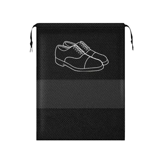 Image of XML Non-Woven Shoe Bag Travel Pouch (Pack of 2, Black)