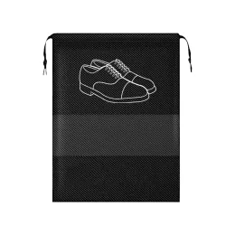 XML Non-Woven Shoe Bag Travel Pouch (Pack of 2, Black)