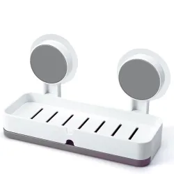 XOLAN Self Adhesive Magic Sticker Soap Holder for Bathroom | Soap Case Plastic Wall Mounted Drain Soap Box Ideal for Bat