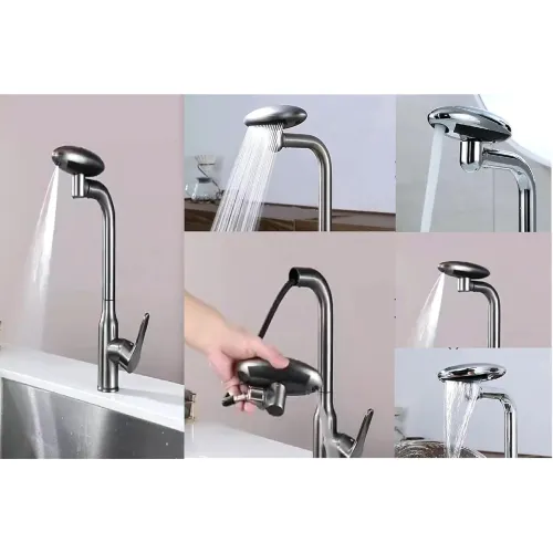 Image of X-XONIER Waterfall 5 In 1 pull down Faucet 360° Rotating Single Handel Hot and Cold Mixer Long Neck for Sink Bathroom an