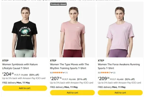Image of XTEP Women Tshirts Minimum 90% discount 