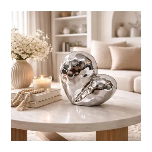 Image of Xtore® Abstract Metallic Heart Ceramic Sculpture