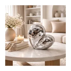 Xtore® Abstract Metallic Heart Ceramic Sculpture