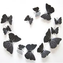 Xtore Black Butterfly Wall Stickers 12pcs