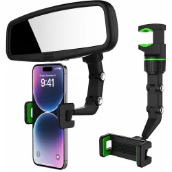 Xtore Car Rearview Mirror Phone Holder (Pack of 1, Black)
