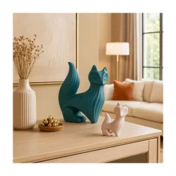 Xtore Wise Fox Statues for Home Decor | Resin Figurine - (Set of 2, Multicolor)