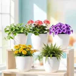 Xtore 5Pc Elegant Minimal Plastic Planter Pot - pack of 5