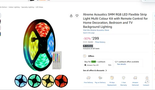 Image of Xtreme Acoustics 5MM RGB LED Flexible Strip Light Multi Colour Kit with Remote
