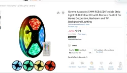 Xtreme Acoustics 5MM RGB LED Flexible Strip Light Multi Colour Kit with Remote