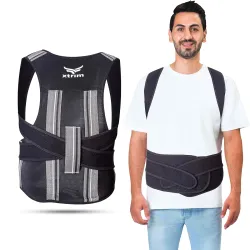 XTRIM Posture Corrector for Men & Women, Adjustable Back Support Belt for Back
